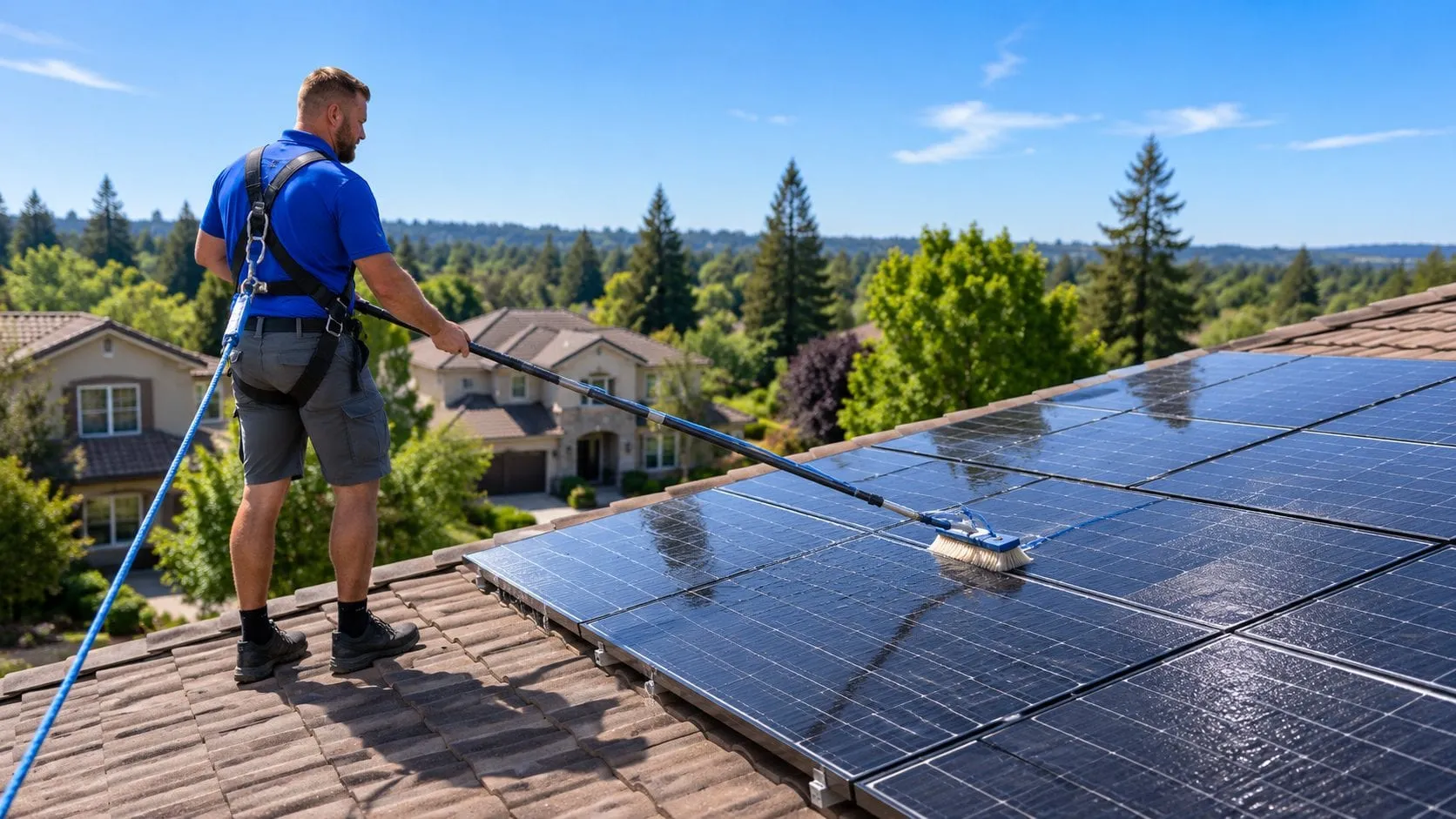 Professional solar panel cleaning service in Sacramento, CA by Bailey Boys Services
