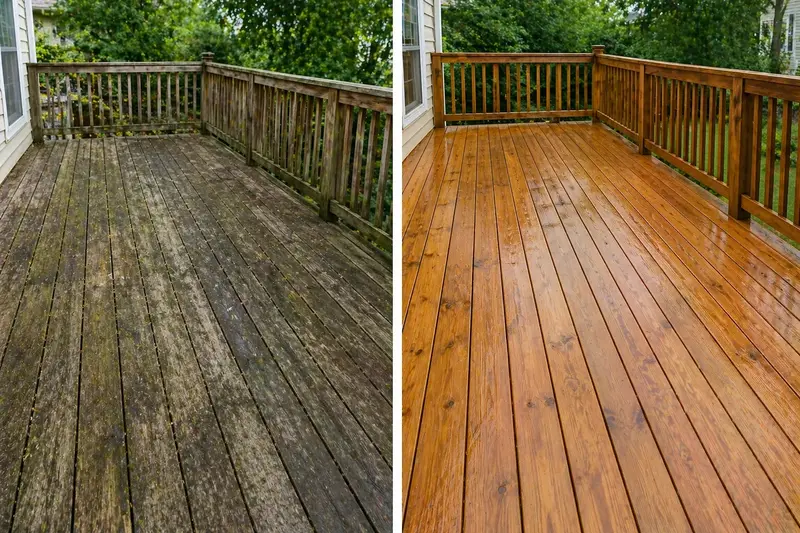 Before and after deck cleaning in Sacramento, CA — Bailey Boys Services