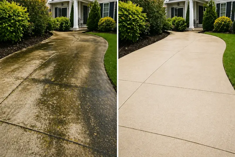 Before and after driveway cleaning in Sacramento, CA — Bailey Boys Services
