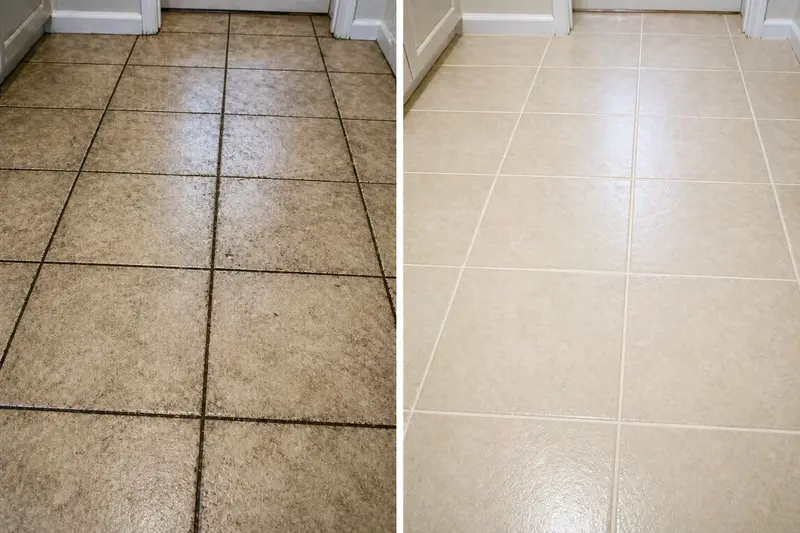 Before and after tile and grout cleaning in Sacramento, CA — Bailey Boys Services