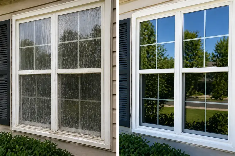 Before and after window cleaning in Sacramento, CA — Bailey Boys Services