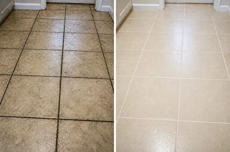 Before and after tile and grout cleaning in Sacramento, CA — Bailey Boys Services