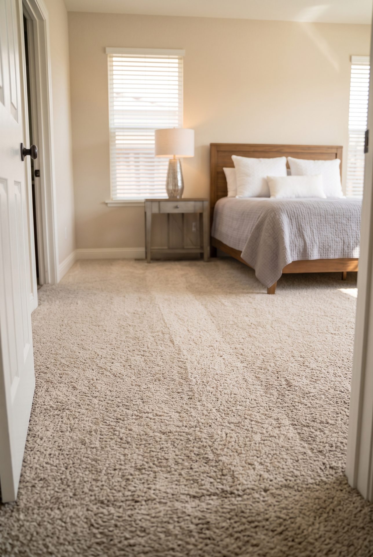 Clean, refreshed bedroom carpet after a Bailey Boys deep clean in Sacramento