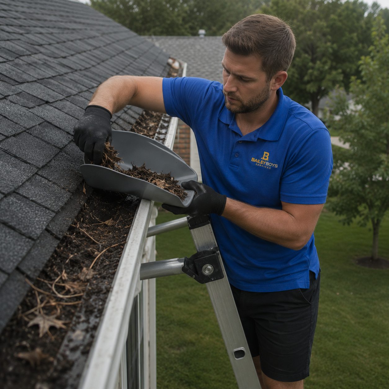 Clean, free-flowing gutters on a Sacramento-area home after professional service