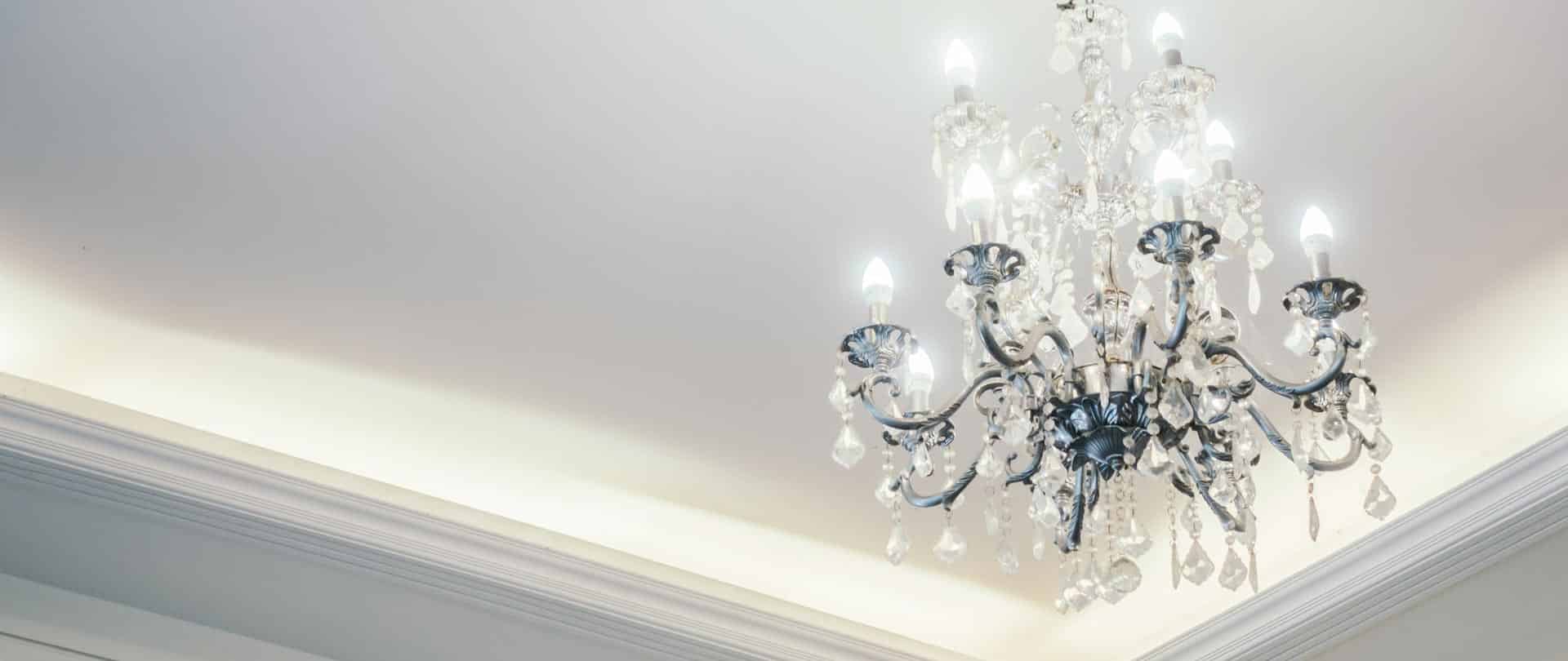 A sparkling crystal chandelier cleaned on-site by Bailey Boys Services in a Sacramento-area home