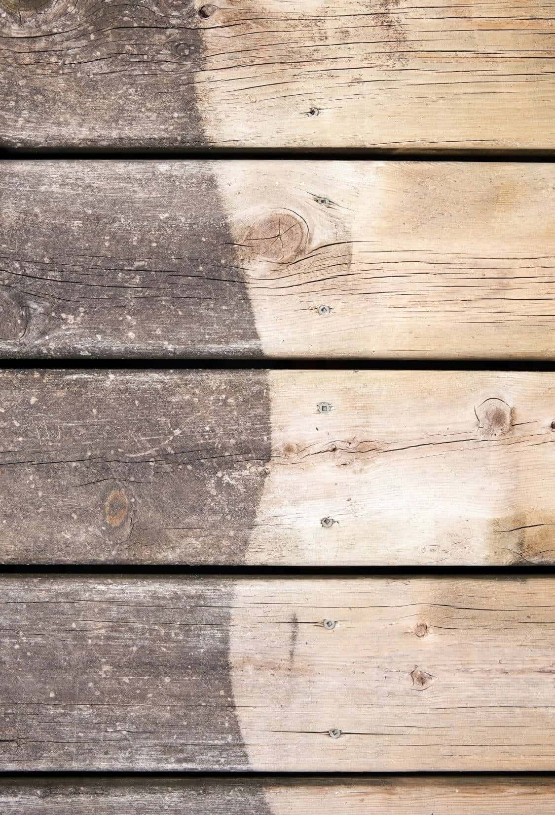 Wood deck pressure washing